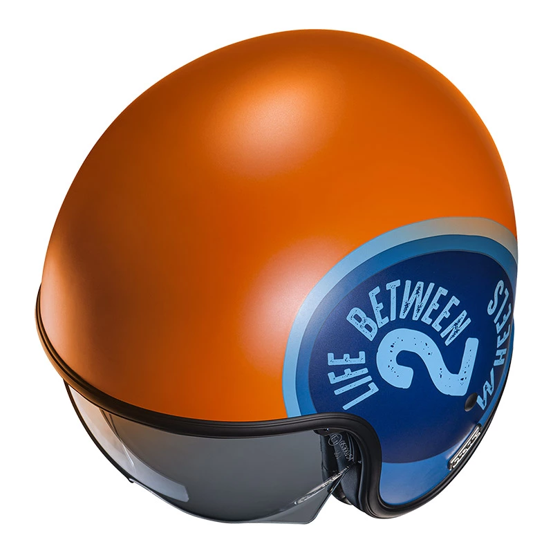 Custom Casco Hjc V30 Harvey Arancio Azzurro 3 Custom Casco Hjc V30 Harvey Arancio Azzurro - immagine 3